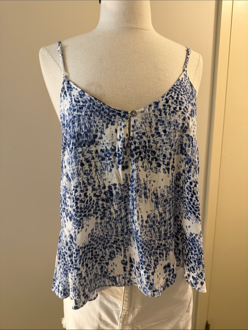 Olivaceous Blue & White Printed Camisole Tank